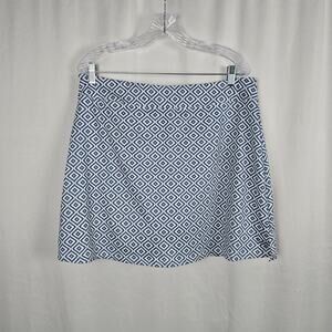 Ekouaer Tennis Golf Athletic Skort Women's XXL Blue & White Geo Mini Stretch EUC